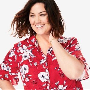 ASYMMETRICAL HEM BUTTON DOWN BLOUSE